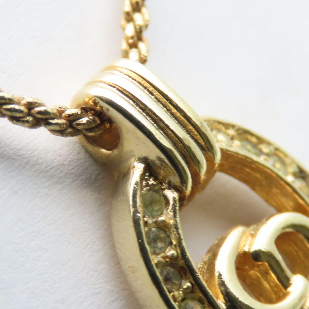 Used Christian Dior Necklace metal/Rhinestone 7.1g gold CD logo