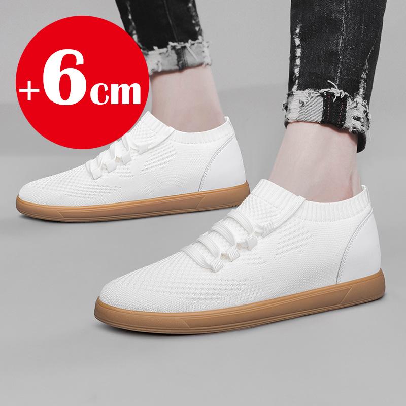 Lift Men Breathable Mesh Elevator Shoes Soft Comfortable Height Increasing Sneakes 6cm Insole Heightening Sports Plus Size 38-46