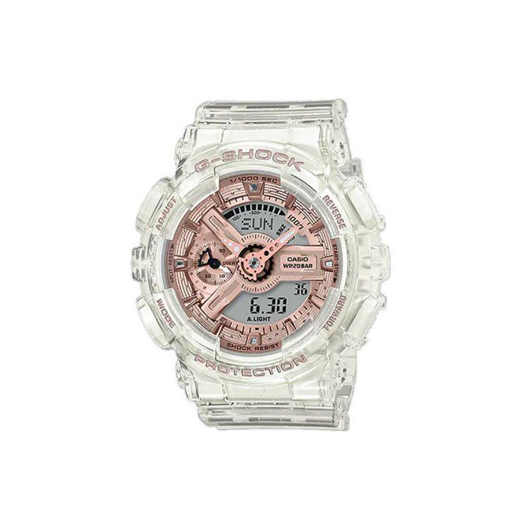 G-Shock Metal Mini Cannon Transparent Rose Gold Waterproof Sports Couple Watch Quartz Movement Resin Strap Unisex watches GM-110-1A+GMA-S110SR-7AER