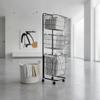 Rolling Storage Basket Cart Mobile Utility Trolley on Wheels for Laundry Room