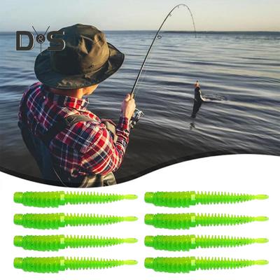 8Pcs 8CM/2G Soft Worm Lure Topwater Reverse Thread Elastic Worm Bionic Artificial Leech Bait Saltwater Freshwater Bass Fishing Accessories