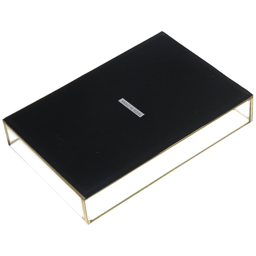 7.87*5.5*1.38 Inch Decorative Tray Gold Vintage Jewelry Tray Gold-rimmed Glass Storage Tray  Office