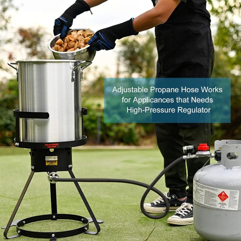 High Pressure Propane Adjustable Regulator with Hose for Cylinder Conversion Pressure Gas BBQ Grill Tanks Cooker Heaters