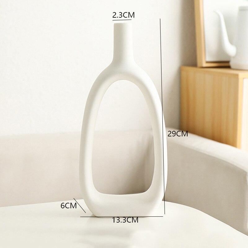 White Decor Home Vase Ceramic Vases Room Decoration Flower Arrangement Container Nordic Desktop Art Flower Pot Decoration