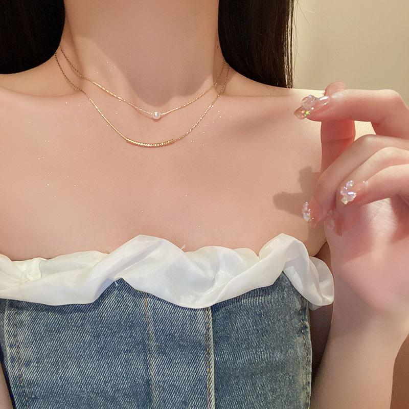 Freshwater Pearl Necklace Simple and Small Versatile Collarbone Chain Ins Style Necklace Decoration for Women