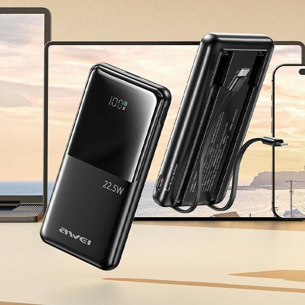 Powerbank Awei P76K 10000mAh 22.5W Digital Display Czarny