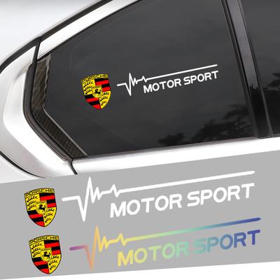 2Pcs Car Windows Sticker Decal Badge Styling Accessories For 911 718 Taycan Panamera Cayenne Macan Boxster Cayman Pajun