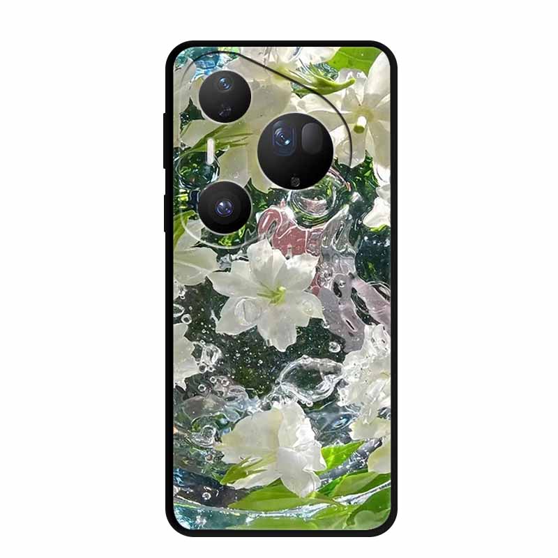 Flower Phone Case For Huawei Pura 70 80 Pro Plus Silicone TPU Cover for Pura80 Pro+ Pura70 Ultra Para Black Back Soft Protector