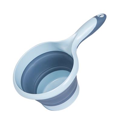 Folding Water Ladle Multifunctional Hangable Collapsible Bath Ladle for Kitchen Bathroom Sky Blue