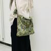 Fashion Retro Floral Print Bag Large-Capacity Corduroy Shoulder Bag Casual Small Fresh Canvas Crossbody Bag