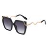 Protective Glasses 2pcs Large Frame Square Sunglasses Women Metal Frame Eyewear Gradient Design Ladies Snake Decoration Glasses