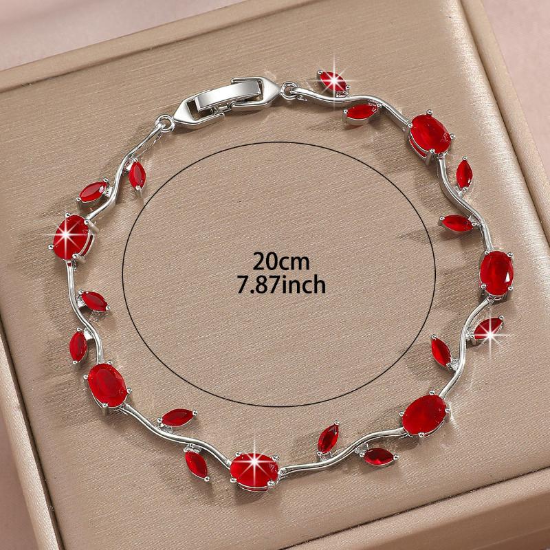 Women Jewelry Silver Color Dark Blue Crystal Leaf Chain Link Bracelets And Bangles For Party Gift Color Retention Bracelet