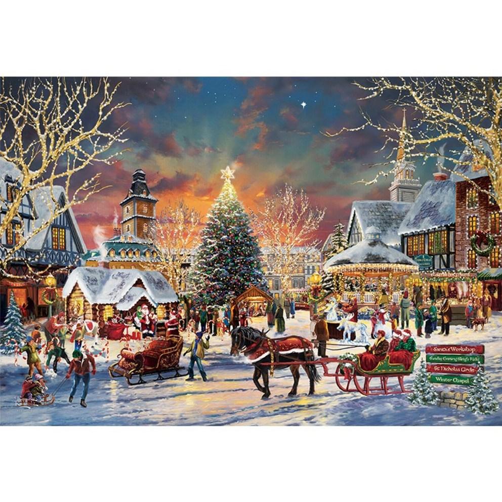 Enchanting Snow-Covered Christmas Village 1000-Piece Jigsaw Puzzle