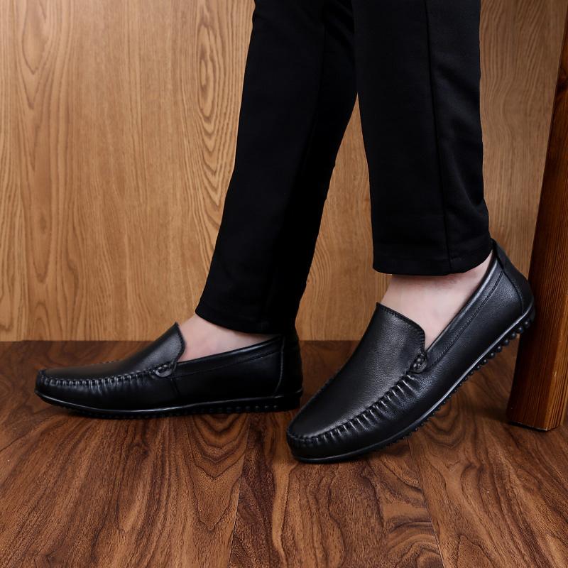 Fashion Leather Men's All-match Loafers Slip-On Comfortable Walking Shoes Classic Business Casual Shoes for Men Soft Luxury Brand Flats
