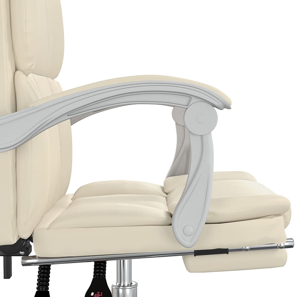 Office Chair with Reclining Function Cream Faux Leather