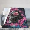 Floral Skull Blanket Cover Psychedelic Fashionable  Flannel Throw Blanket Summer Air Conditioning Decoration Soft Warm Bedsprea