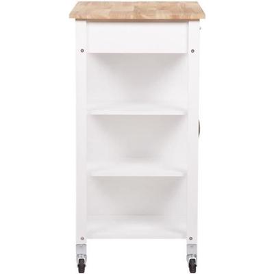 Enzo Kitchen Trolley 1 Door 1 Drawer 3 Shelves In Rubberwood - Lacquered White - Htenzohtk110bl