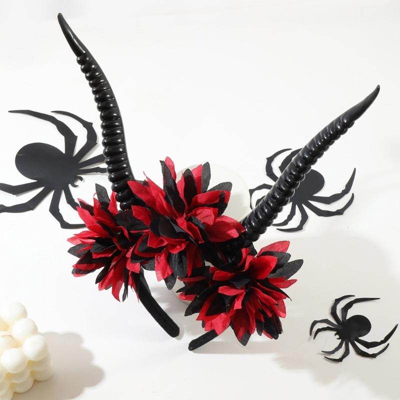 Halloween Devil Horns Headpiece With Comfortable Design Safe Costume Headband For Adults Cosplay Accessory