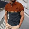 Men's Western Bull Print Shirts Color Block Collared Short Sleeve Shirt Casual Summer Tops For Golf & Daily Wear