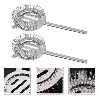 2 Pcs Adjustable Ice Filter Strainer Cocktail Filtering Utensil Stainless Steel