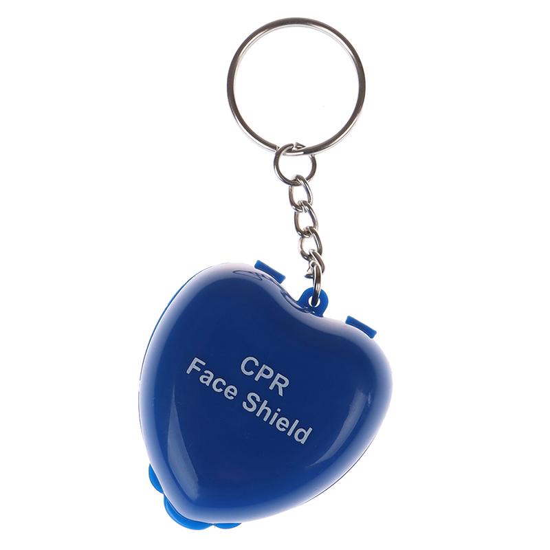 

1 шт. Защитная маска для СЛР для рта Брелок для спасения в коробочке в форме сердца Маска для лица Первая помощь синий