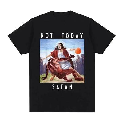 Camiseta de Verano No Hoy Satanás Jesús Vs Satanás Estilo Harajuku Casual para Hombre Mujer Moda Manga Corta Tallas Grandes Suelta suave