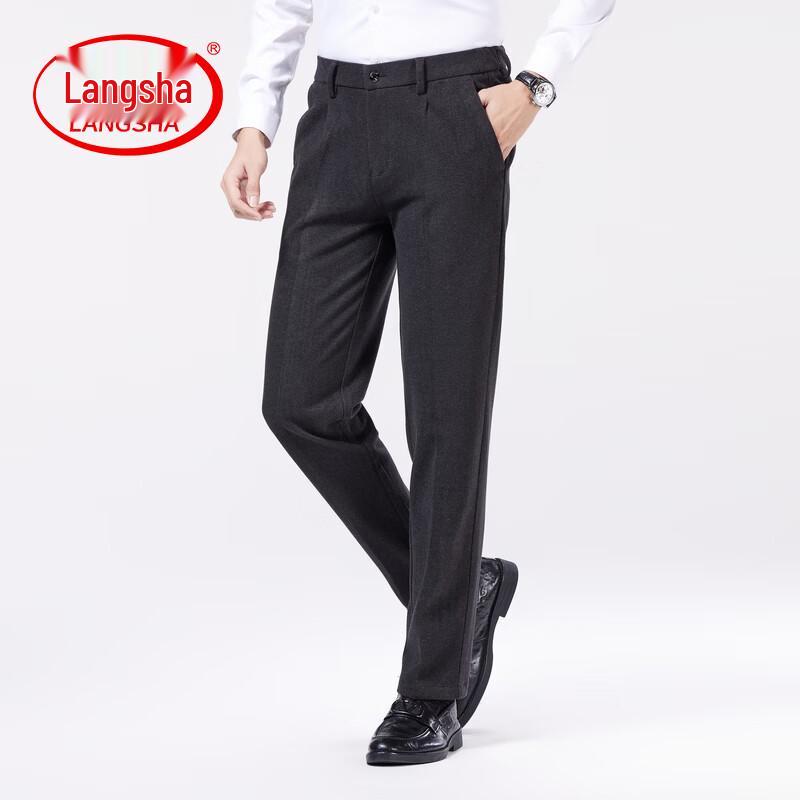 LangSha Men s Summer Business Casual Straight-Leg Trousers M