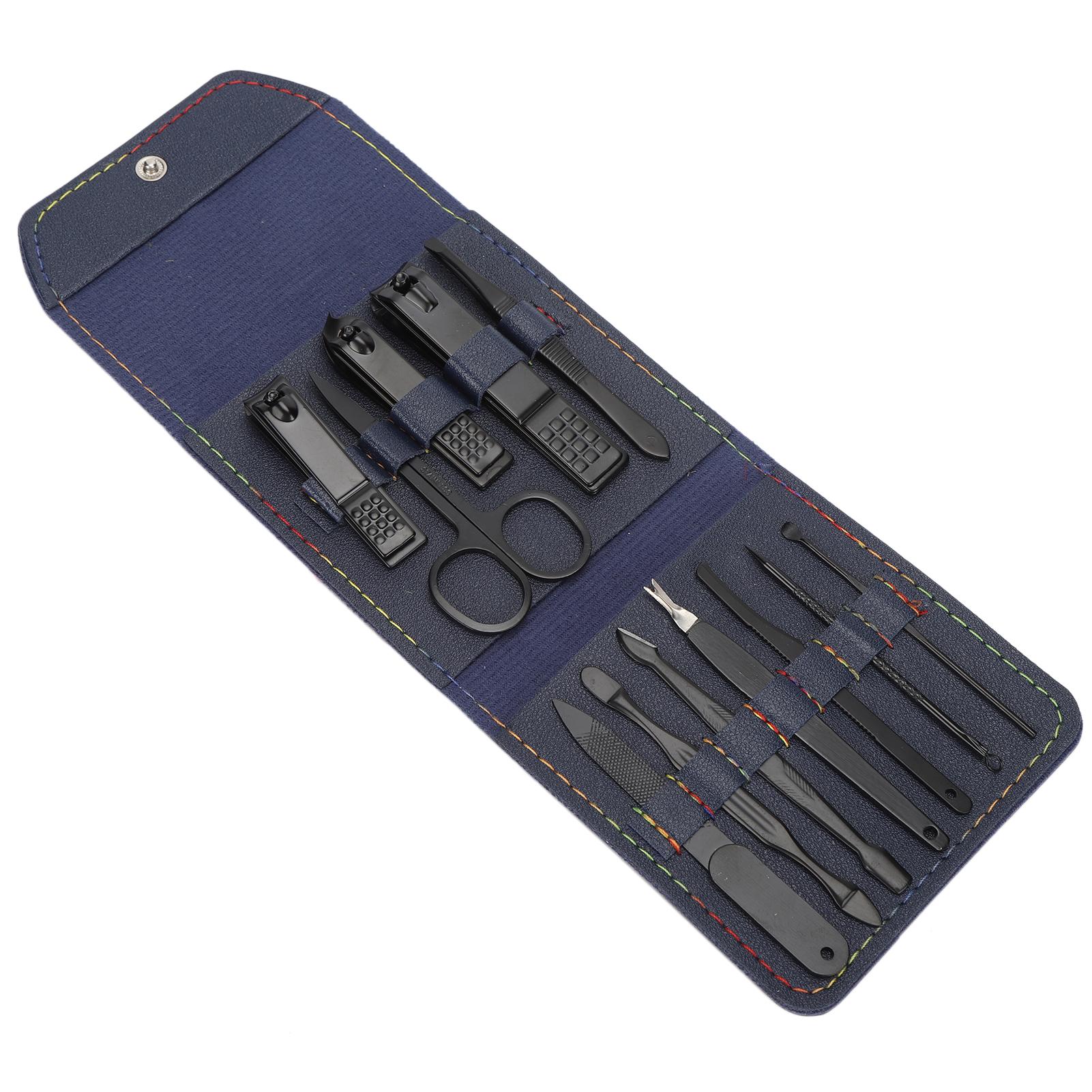 

Nail Clippers Set Stainless Steel Manicure Pedicure Facial Acne Treatment Kit with CaseBlue синій