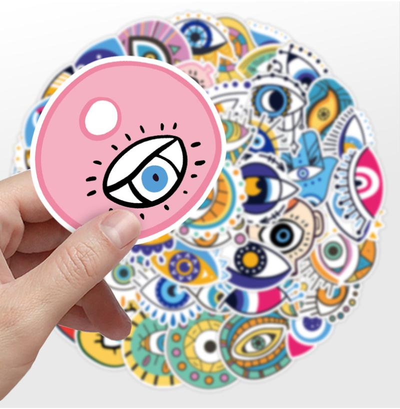 10/25/50pcs Colorful Graffiti Evil Eyes Stickers for DIY Suitcase Water Bottle Phone Laptop Guitar Car Motorcycle Skateboard