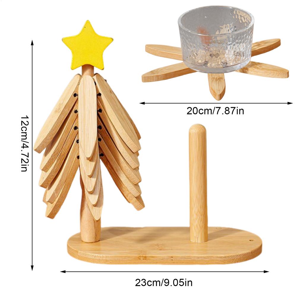 

Wooden Tree Trivet Set Star Design Wood Tripod Placemat With Stand And Tissue Foldable Tree Shape Trivet Set For Dishes Plates