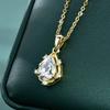 Elegant Shiny Gold Plated 7x10mm Pear Round Cubic Zirconia V-Neck Collarbone Chain Teardrop Pendant Necklace for Women