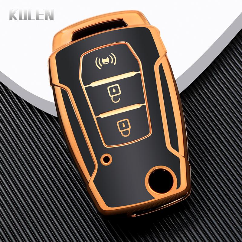 TPU Car Flip Key Case Cover Shell Fob For Ssangyong Kyron 2 Sanka Actyon Korando Tivoli 3 Buttons Key Protective Holder Keychain