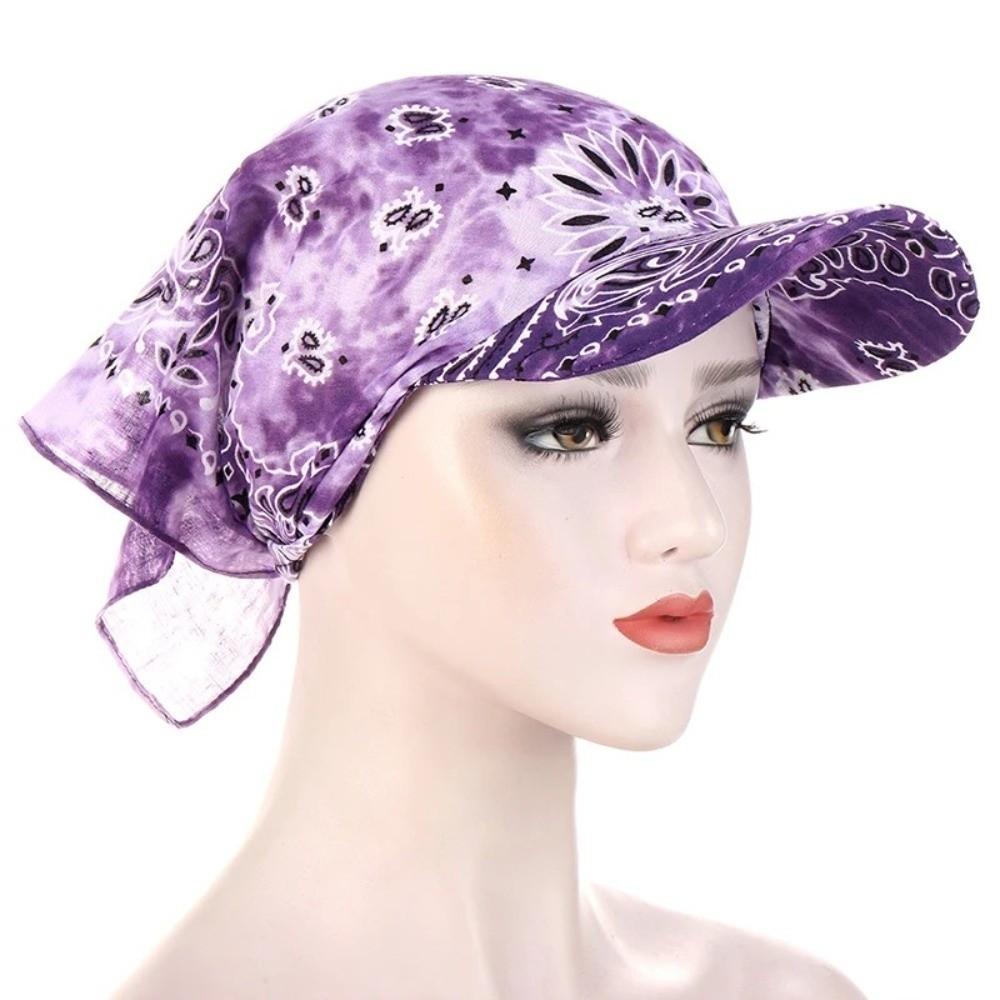 Printed Brim Bandana Hat Paisley Floral Sun Visor Hat Fashion Bandana Scarf  for Women