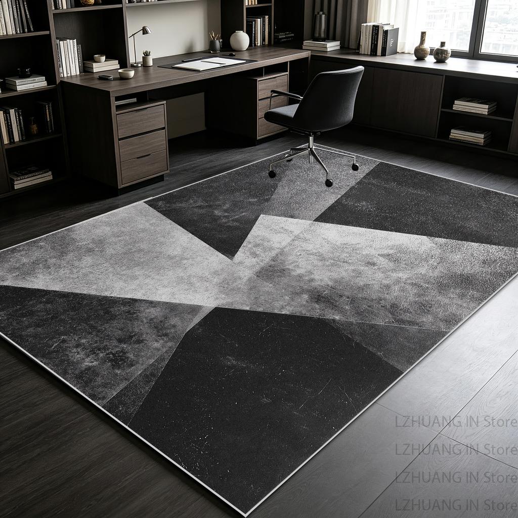 Minimalism Black White Gray Geometric Study Carpet Antiskid Easy Cleaning Living Room Rug Washable Room Decoration Home Mat