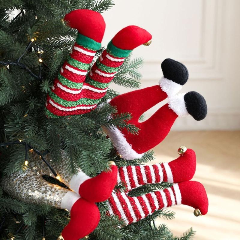 Festival Fabric Leg Ornament Christmas Tree Top Decorations For Holiday Party Floral Arrangements Outdoor Garden Display