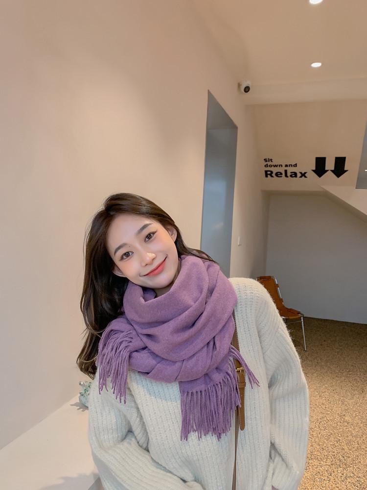 White Cashmere Scarf: Thickened, Solid Color, Versatile for Women & Men, Perfect for Autumn & Winter