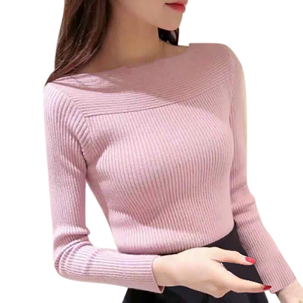 Tops De Mujer Suéteres De Manga Larga Con Cuello Redondo Tops De Mujer Suéteres De Manga Larga Con Cuello Redondo