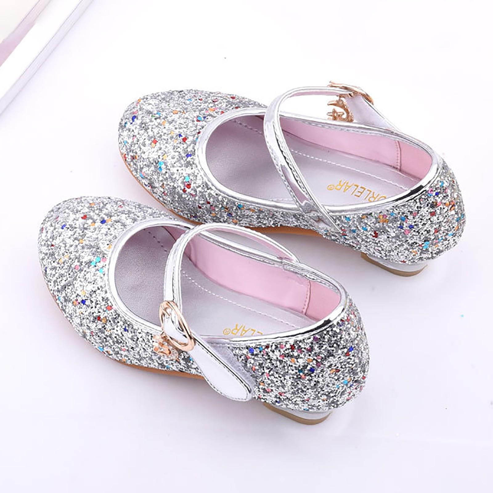 

Детские туфли для девочек с жемчугом и кристаллами, с бантом, для танцев 30 серебряный