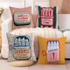Ocean-Style Canned Sardines Pillow Case Linen Pillow Case Sofa Home Decor Cushion Cover Cushion Cove