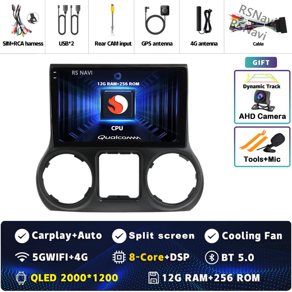 Android 14 Carplay Auto For Jeep Wrangler 3 JK 2011 2012 2013 2018 Car Radio Player Multimedia Srereo Navigation BT 4G WIFI DSP