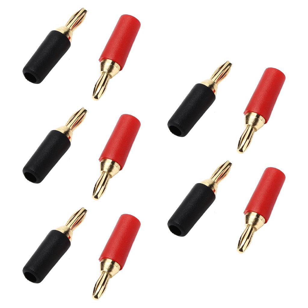 5 Sets 2.5mm Banana Plug Brass Gold Plated Soldering Male Speaker Connector Red and Black