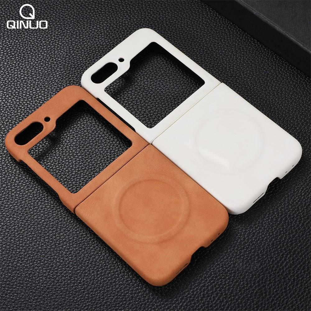 Luxury Suede Sheepskin Leather Case For Samsung Galaxy Z Flip 6 5 4 3 Magnetic For Magsafe Wireless Charging Business Soft Cover
