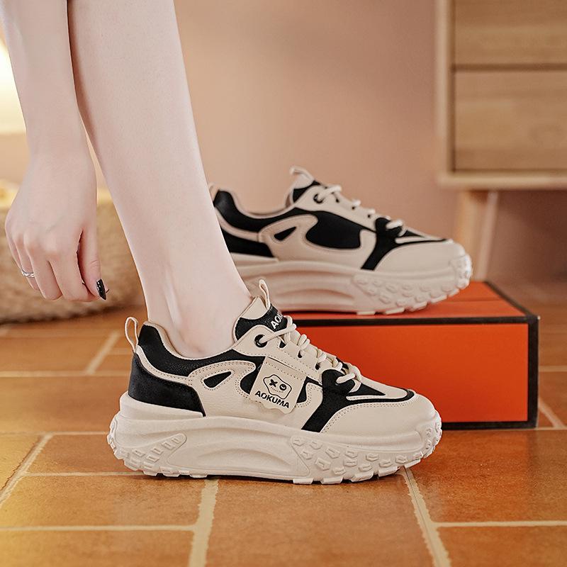 

Маленькие белые туфли женские новые популярные осенние туфли для спорта и отдыха с круглым носком студенческие туфли на толстой подошве универсальные 35 чёрный