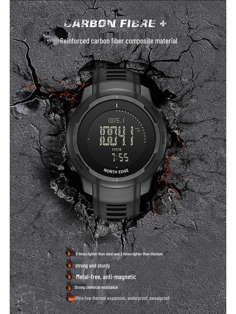 Men's Multifunctional Outdoor Sports Smartwatch: Altimeter, Barometer, Compass, Thermometer, Waterproof for Running & Mountaineering