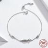 Bracelet plume Original en argent Sterling S925 pour femmes, Style coréen, mode plaqué platine, Bracelet en argent réglable