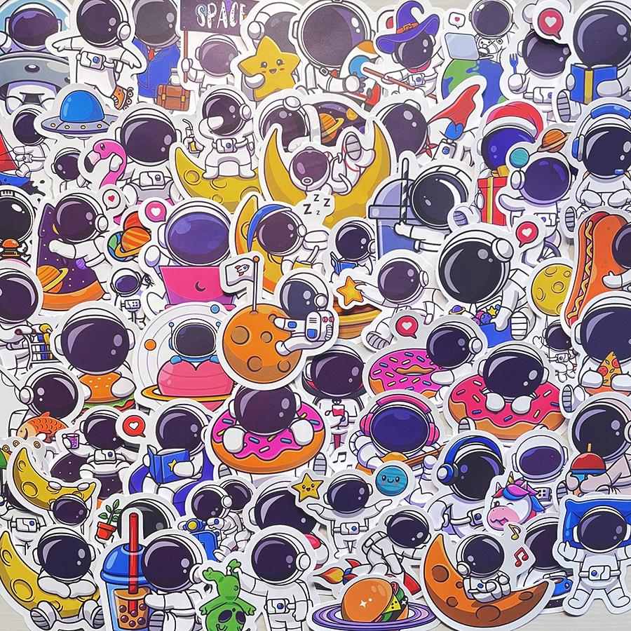 Adorable Astronaut & Planet Stickers for Pencil Cases, Phones, Notebooks, Tablets, and Cups - Waterproof & Cartoon Style