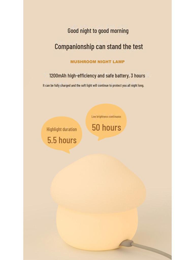 MUID Mushroom Head Rechargeable Night Light – Cute Soft Glow for Baby Feeding and Bedroom Ambiance