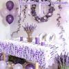 Spring Summer Purple Lavender Plastic Tablecloth Wedding Party Decor Spring Floral Rectangle Table Cloth Dining Table Decor