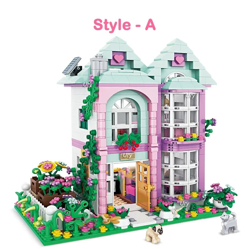 Creative Fairy Tale Flower House Architecture Building Blocks creative DIY tabletop decoration Toys Christmas birthday gifts