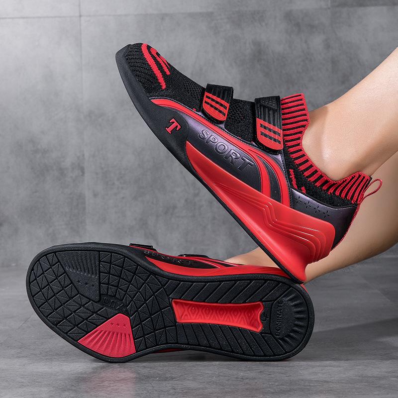 Neue professionelle Unisex Schnürlose Kniebeugen Hard Pull Schuhe Kraftheben Schuhe Fitness Trainingsschuhe Rutschfeste Deep Squat Stiefel